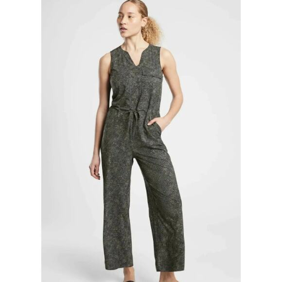 Athleta Topanga Printed Jumpsuit Viper Black Size Small - Picture 1 of 14